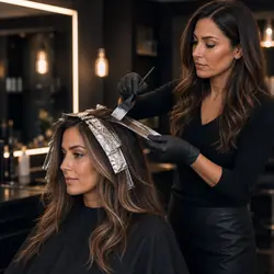 Professional foil highlights being applied at our ladies hairdresser in La Cala Hills