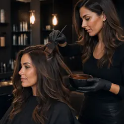 Permanent ladies hair colour service at Barbers & Bronzing near Fuengirola